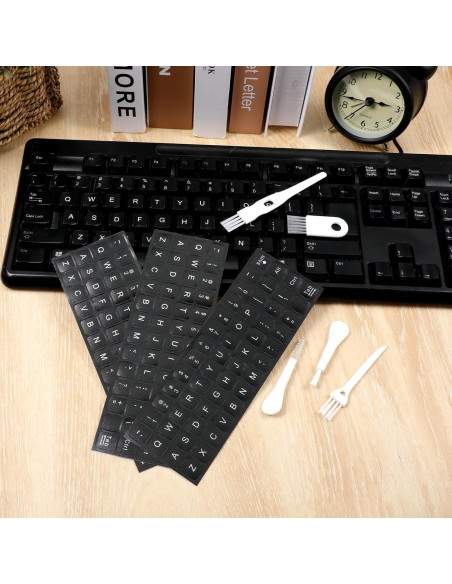 Etiquetas de Teclado en Inglés Aiyorse con Cepillo de Limpieza