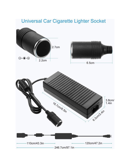 Convertidor CA a CC ALITOVE 12V 10A 120W Adaptador Coche