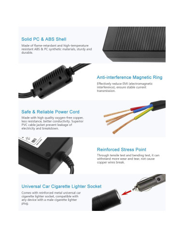 Convertidor CA a CC ALITOVE 12V 10A 120W Adaptador Coche