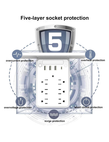 Extensor de Enchufe 9 en 1 Genérico con Estante y USB