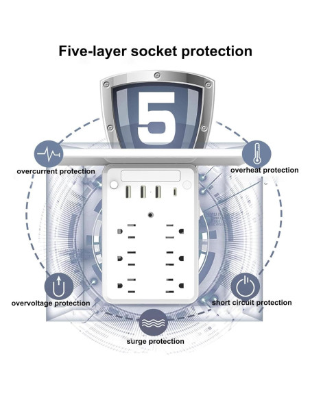 Extensor de Enchufe 9 en 1 Genérico con Estante y USB