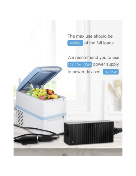 Convertidor CA a CC ALITOVE 12V 10A 120W Adaptador Coche