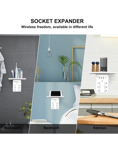 Extensor de Enchufe 9 en 1 Genérico con Estante y USB