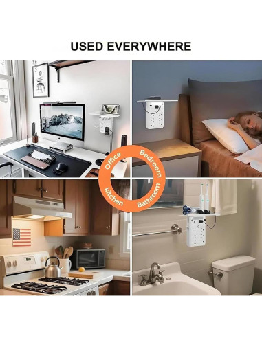 Extensor de Enchufe 9 en 1 Genérico con Estante y USB