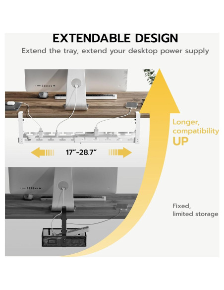 Bandeja de Gestión de Cables ARES Extensible 43-73 cm Blanca