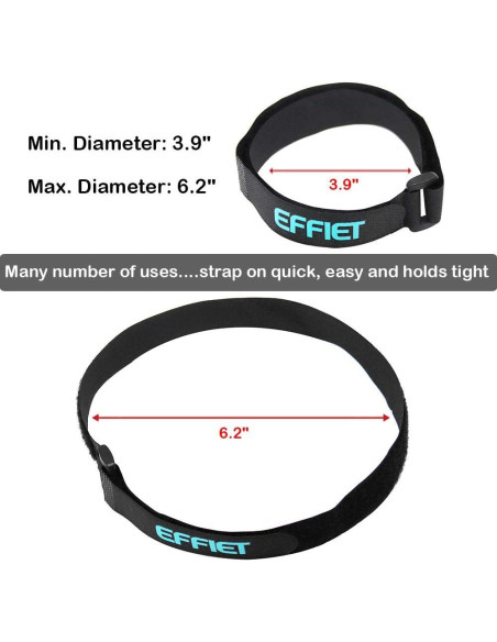 12 Correas de Sujeción EFFIET 61 cm Ajustables Gancho y Bucle