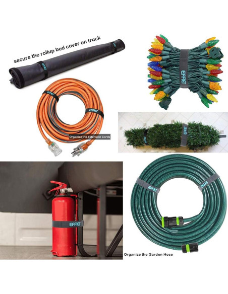 12 Correas de Sujeción EFFIET 61 cm Ajustables Gancho y Bucle