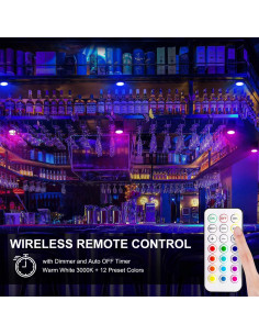 Iluminación LED Puck Alivation, 6 luces, control remoto, 13 colores 2