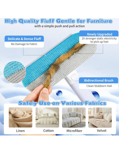 Removedor de Pelo de Mascota QOIUSO 4 en 1 - Cepillo Lavable 60 cm