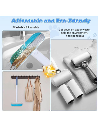 Removedor de Pelo de Mascota QOIUSO 4 en 1 - Cepillo Lavable 60 cm