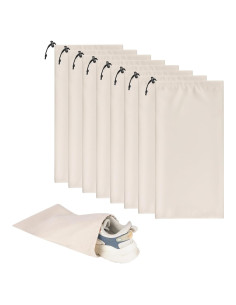 Juego de 8 Bolsas de Zapatos de Franela Beige para Viaje - 45.72cm x 22.86cm
