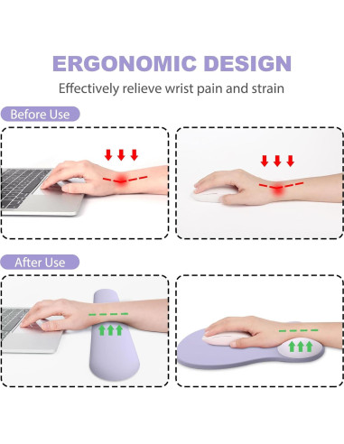 Alfombrilla Ergonómica G JGOO con Reposamuñecas Gel Púrpura