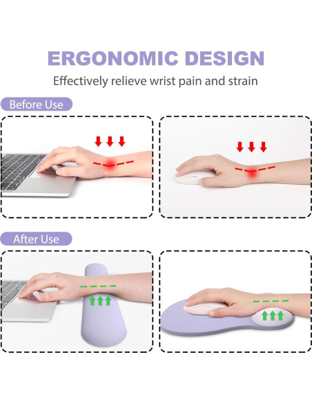 Alfombrilla Ergonómica G JGOO con Reposamuñecas Gel Púrpura