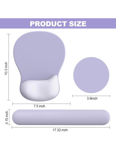 Alfombrilla Ergonómica G JGOO con Reposamuñecas Gel Púrpura