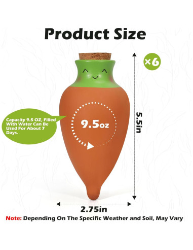 Juego de 6 Esferas de Riego de Terracota VICAMB 0.28L