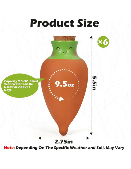 Juego de 6 Esferas de Riego de Terracota VICAMB 0.28L