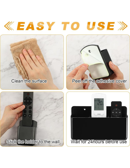 12 Soportes de Control Remoto Autoadhesivos CroBlissful Negro