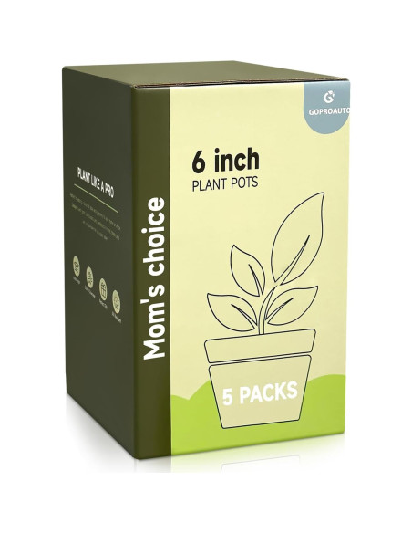 Macetas de Interior Goproauto 15.24 cm Multicolor con Plato Drenaje - 5 Piezas