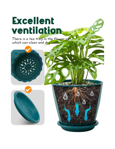 Macetas de Interior Goproauto 15.24 cm Multicolor con Plato Drenaje - 5 Piezas