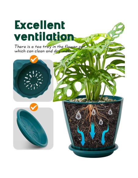 Macetas de Interior Goproauto 15.24 cm Multicolor con Plato Drenaje - 5 Piezas