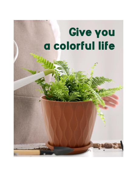 Macetas de Interior Goproauto 15.24 cm Multicolor con Plato Drenaje - 5 Piezas