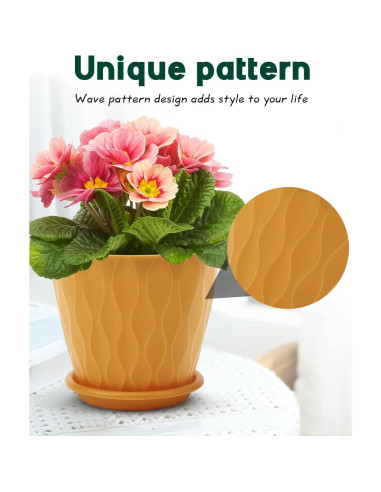 Macetas de Interior Goproauto 15.24 cm Multicolor con Plato Drenaje - 5 Piezas