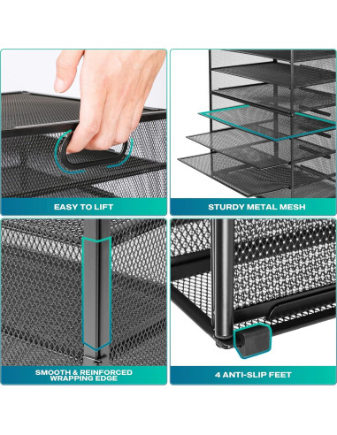 Organizador de Papel de Escritorio GoldOrcle 8 Niveles Negro