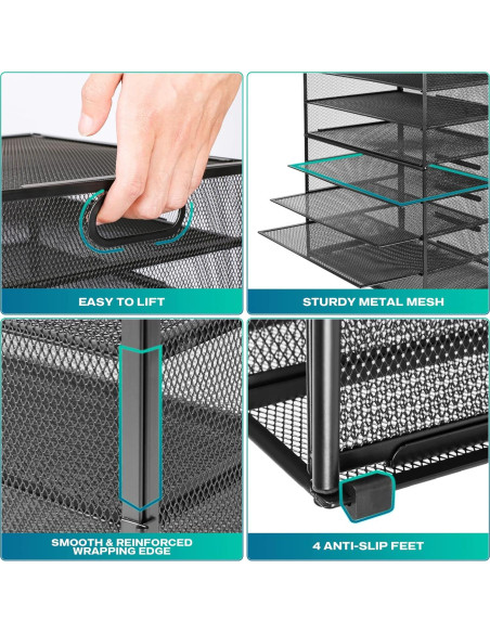 Organizador de Papel de Escritorio GoldOrcle 8 Niveles Negro