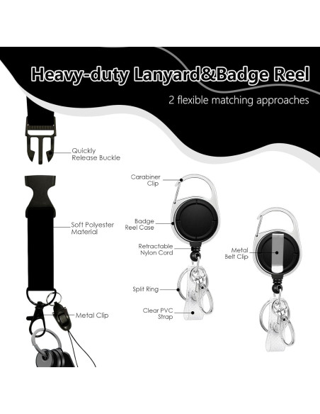 Lanyard de Identificación NIWPKDCE con Carrete Retráctil 57 cm