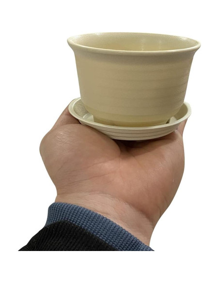 Macetas de Plástico AQSXO 10 cm con Platillos - 8 Piezas Multicolor