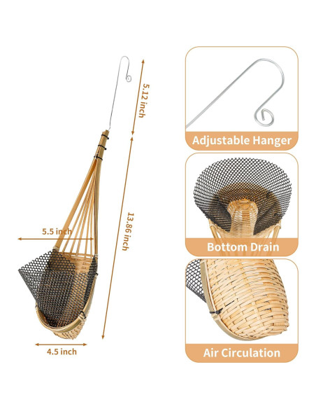 Maceta Colgante de Bambú Kitypartsy, Paquete de 6, 12.7 cm