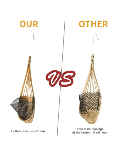 Maceta Colgante de Bambú Kitypartsy, Paquete de 6, 12.7 cm