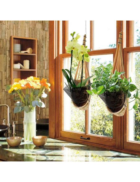 Maceta Colgante de Bambú Kitypartsy, Paquete de 6, 12.7 cm