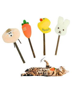 Palos de Masticar Silvervine Naturales para Gatos - 4 Piezas