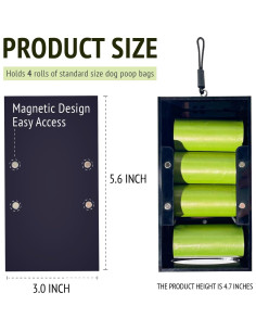 Dispensador de Bolsas de Excremento de Perro BAYFUN Negro 2