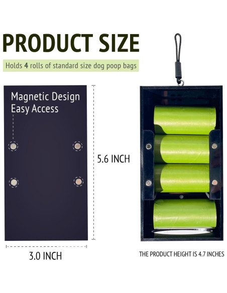 Dispensador de Bolsas de Excremento de Perro BAYFUN Negro