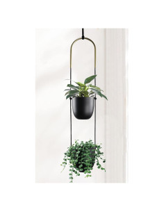 Maceta Colgante de Metal ABETREE 2 Niveles 80 cm Negro