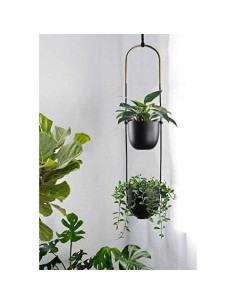 Maceta Colgante de Metal ABETREE 2 Niveles 80 cm Negro 2