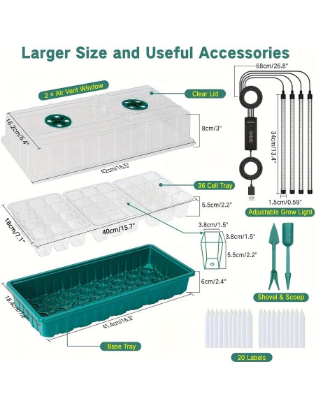 Bandeja de Inicio de Semillas Shenzhen Danzhilin 72 Celdas con Luz LED Bandeja de Inicio de Semillas Shenzhen Danzhilin 72 Celdas con Luz LED