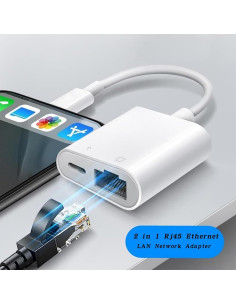 Adaptador Ethernet RJ45 2 en 1 Untvie para iPhone/iPad 2