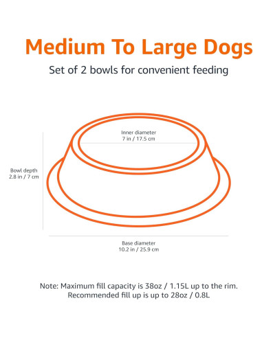 Set de 2 Tazones de Acero Inoxidable Antideslizantes Amazon Basics