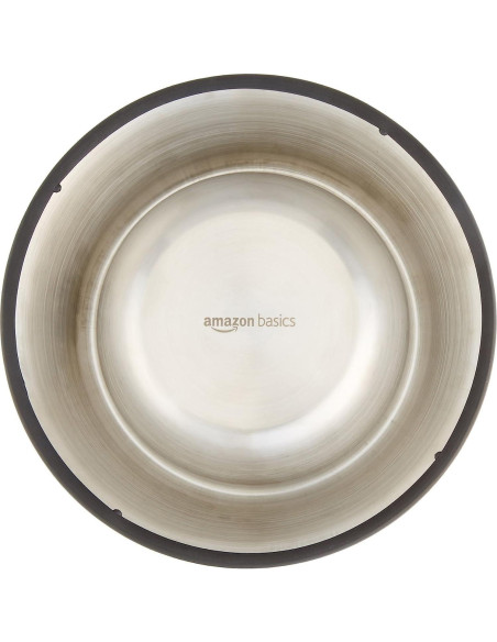 Set de 2 Tazones de Acero Inoxidable Antideslizantes Amazon Basics