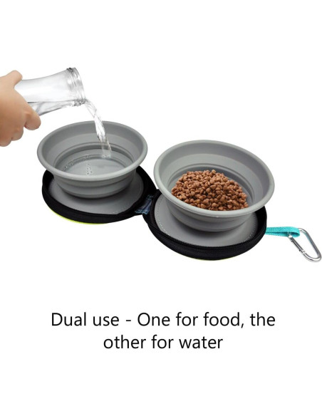 Tazón Plegable para Mascotas KALLAK 2 en 1 750mL Doble