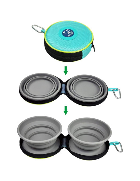 Tazón Plegable para Mascotas KALLAK 2 en 1 750mL Doble