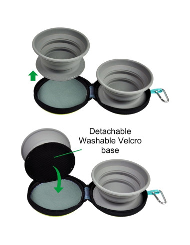 Tazón Plegable para Mascotas KALLAK 2 en 1 750mL Doble