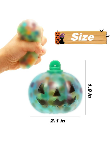 6 Pelotas Antiestrés Squishy Calabaza Halloween 5.3 cm
