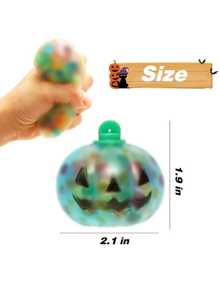 6 Pelotas Antiestrés Squishy Calabaza Halloween 5.3 cm