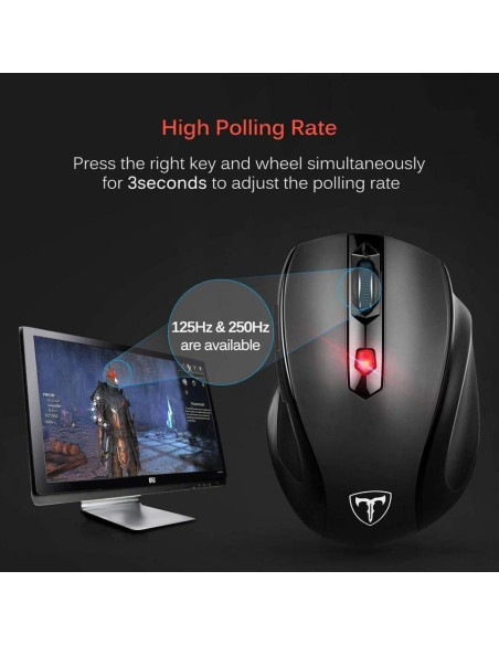 Ratón Inalámbrico Óptico Happy Fit Negro 5 Niveles DPI