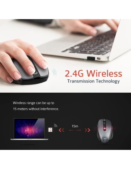 Ratón Inalámbrico Óptico Happy Fit Negro 5 Niveles DPI