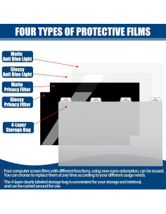 Pack 4 Pantallas de Privacidad y Anti Luz Azul 15.6" Vxaop 2